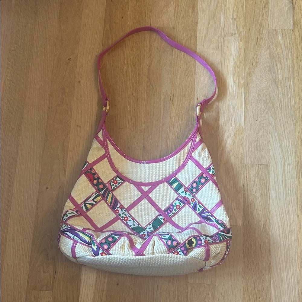 Vera Bradley Purse Viva La Vera Retired Rattan Straw Hobo Shoulder Bag Pink - Picture 6 of 16
